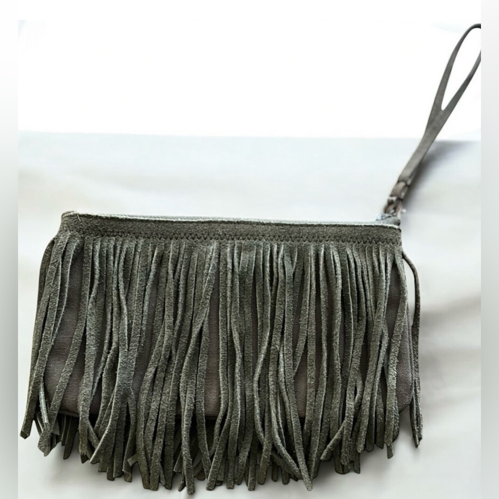 American Eagle Outfitters Fringe Suede Wristlet - Olive Green - Picture 3 of 9